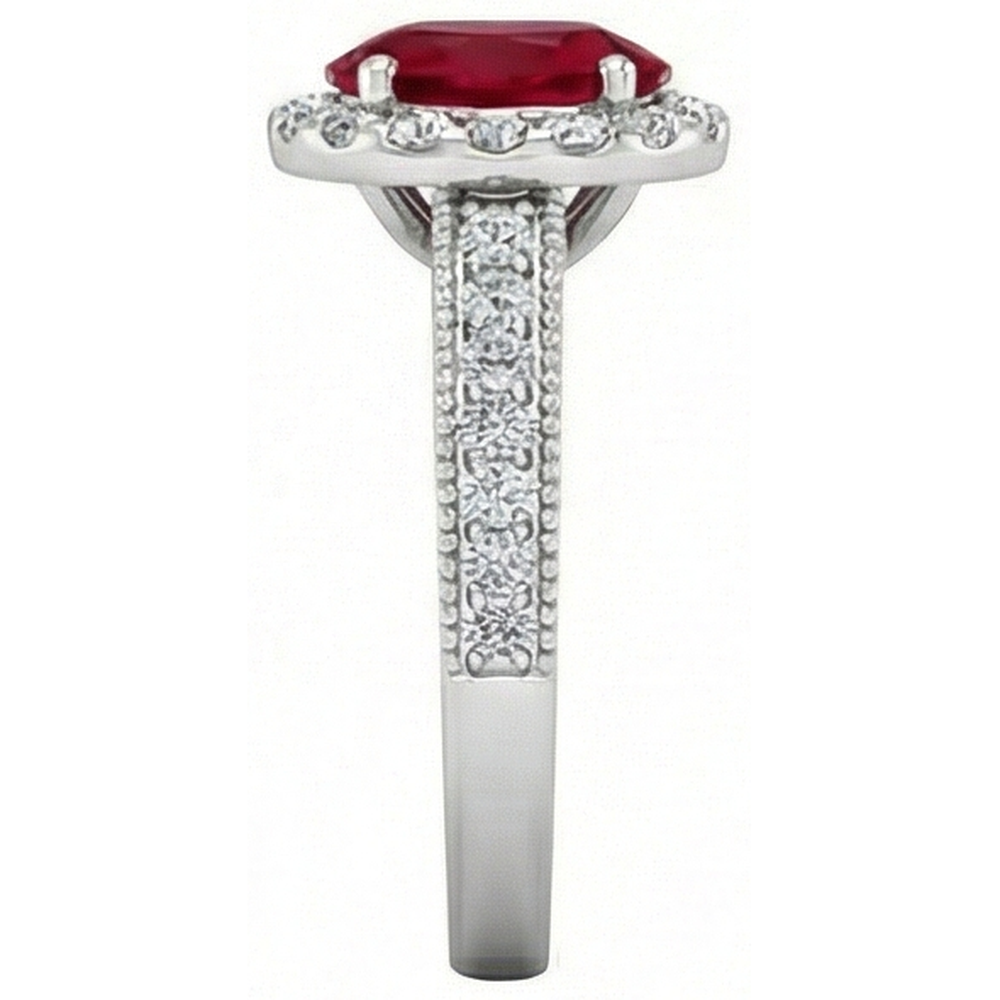 4.60 Carats Red Ruby With Natural Earth Mined Diamond ( Not Lab Grown )s Ring 14K White Gold