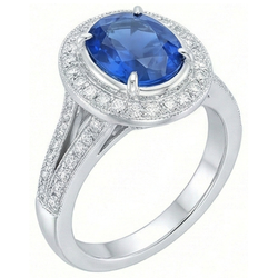 Natural Sapphire Ring 4.60ct - White Gold 14K