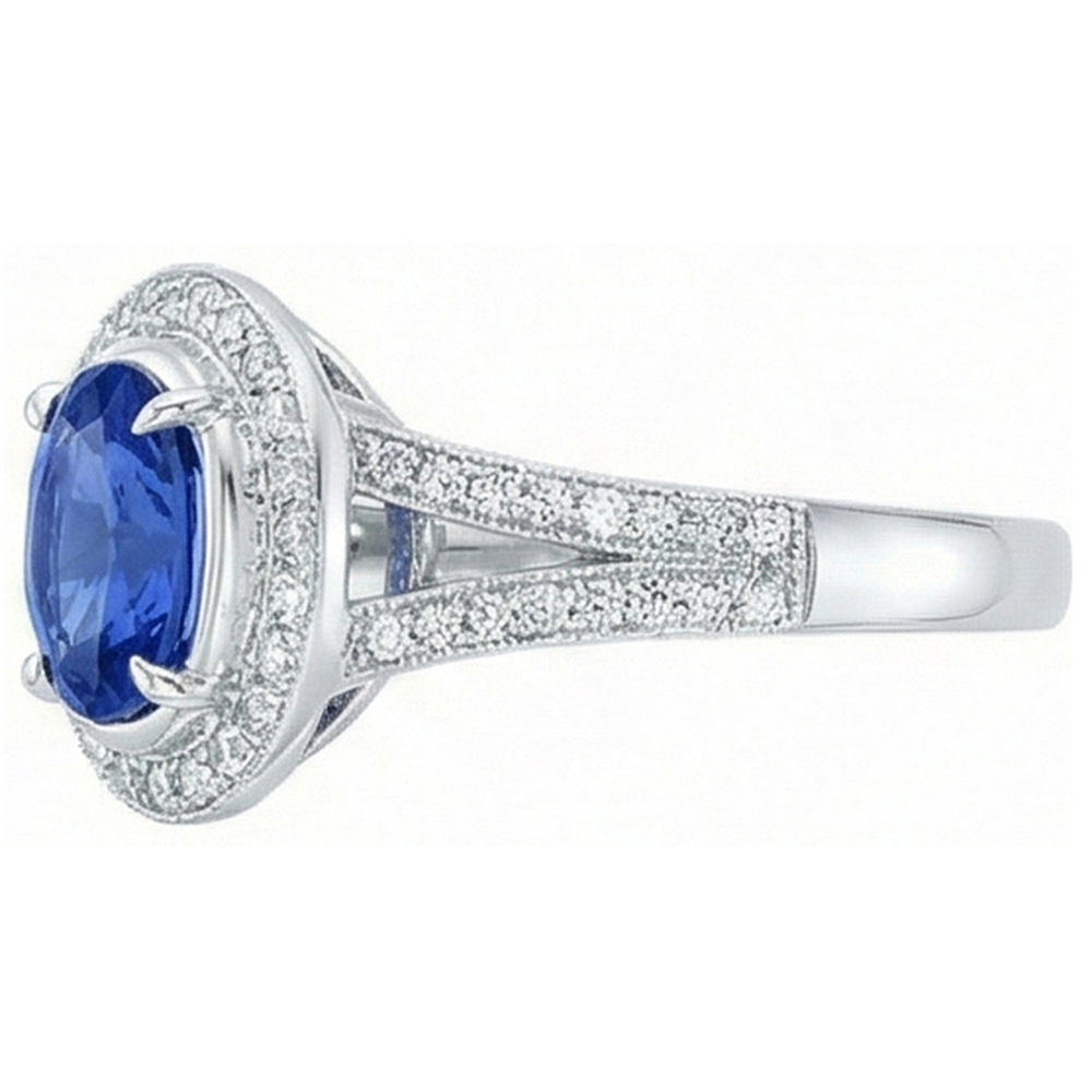 natural round sapphire 4.60ct ring top view