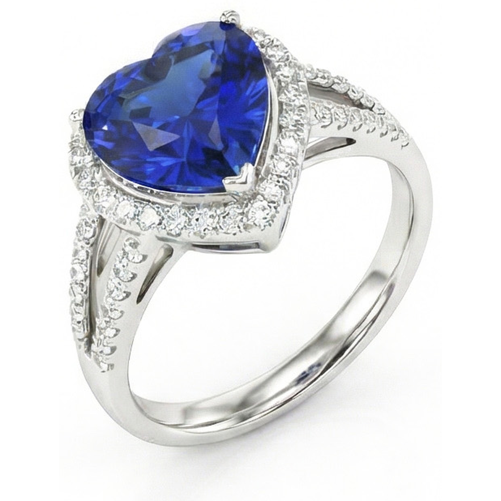 4.60 Ct Ceylon Blue Sapphire Natural Earth Mined Diamond ( Not Lab Grown ) s Ring White Gold 14K