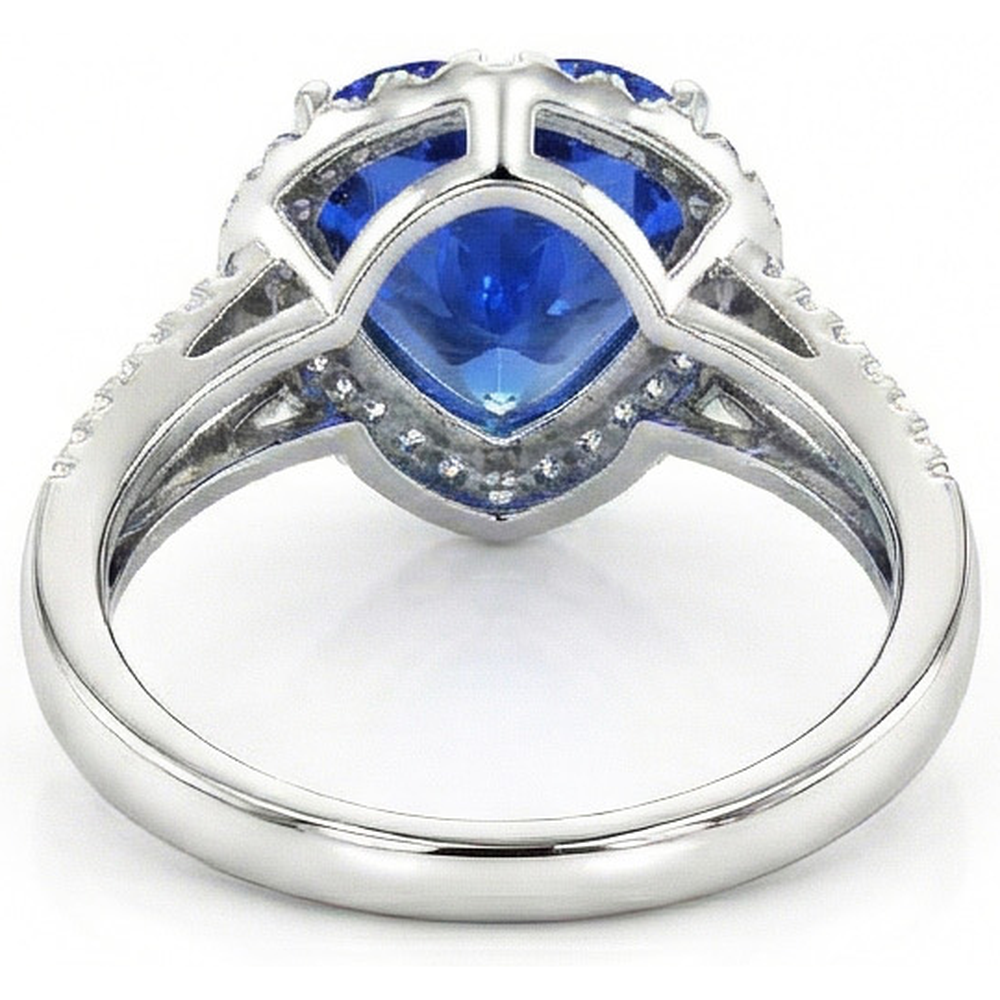 4.60 Ct Ceylon Blue Sapphire Natural Earth Mined Diamond ( Not Lab Grown ) s Ring White Gold 14K