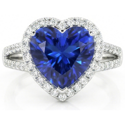 Natural Sapphire Ring 4.60ct - White Gold 14K
