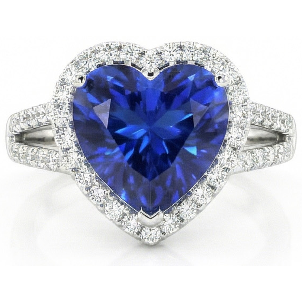 4.60 Ct Ceylon Blue Sapphire Natural Earth Mined Diamond ( Not Lab Grown ) s Ring White Gold 14K