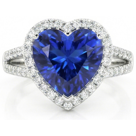 natural round sapphire 4.60ct ring front view