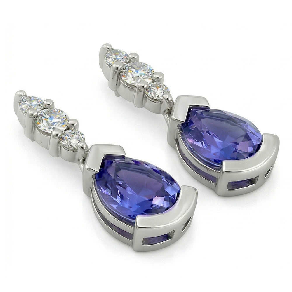 4.60 Ct Pear And Round Cut Ceylon Sapphire With Natural Earth Mined Diamond ( Not Lab Grown )s Earrings