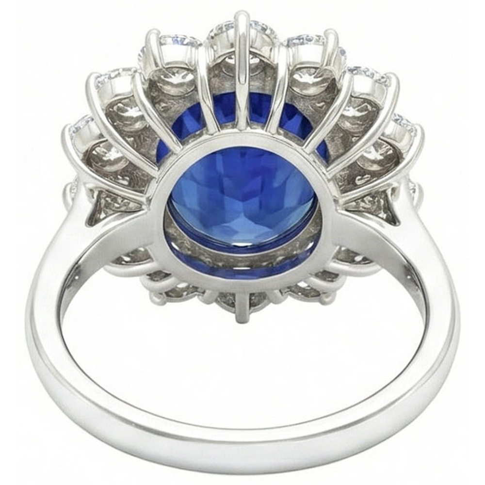 natural round sapphire 4.60ct ring top view