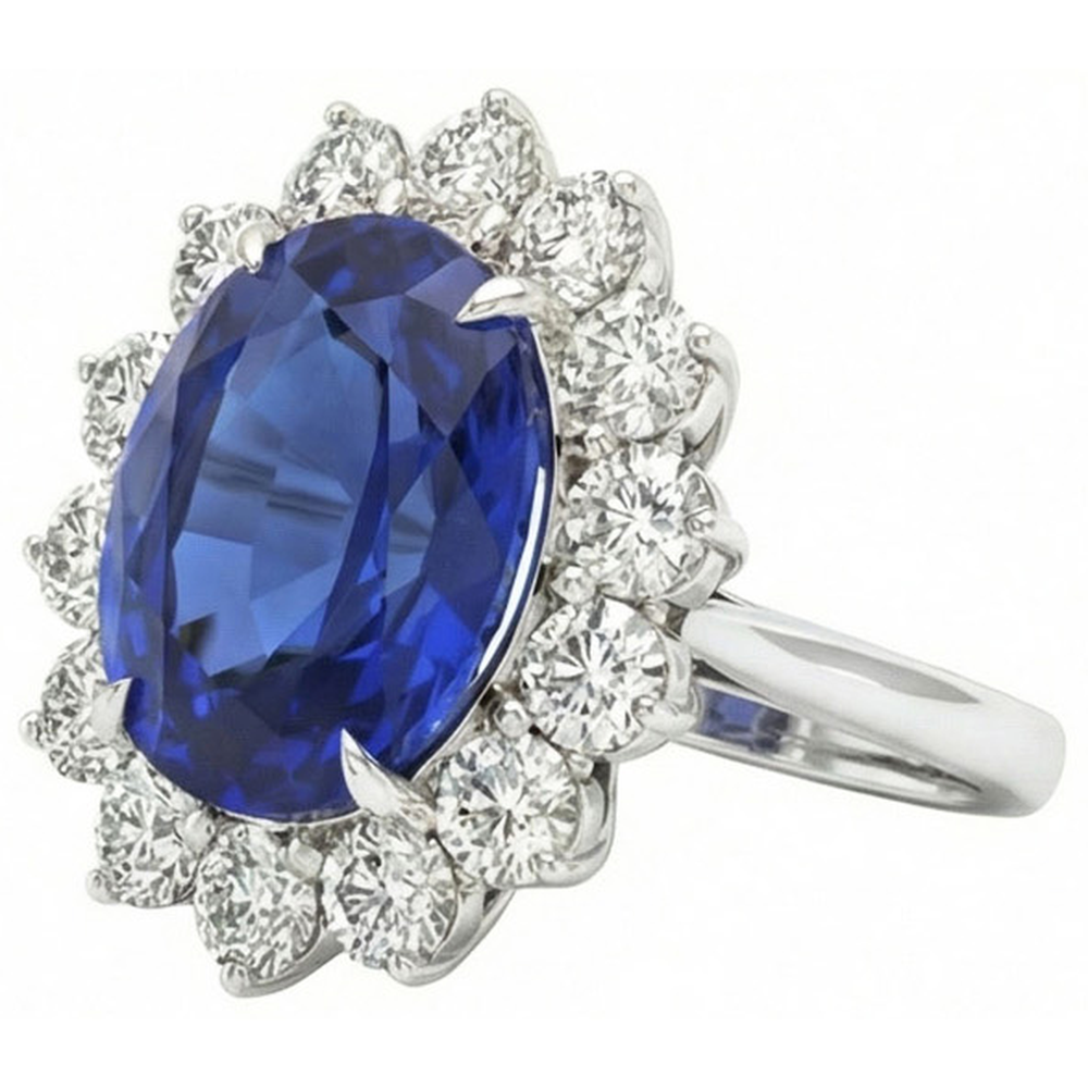natural round sapphire 4.60ct ring side angle