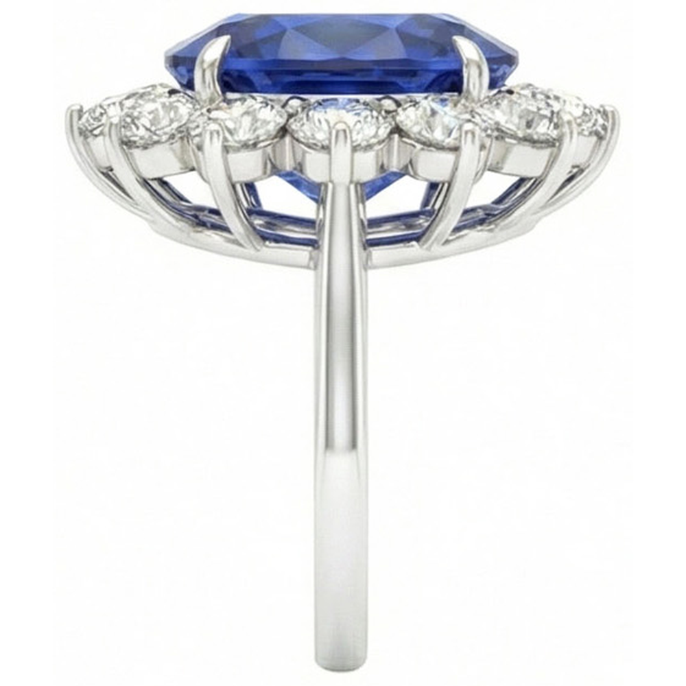 natural round sapphire 4.60ct ring close up detail