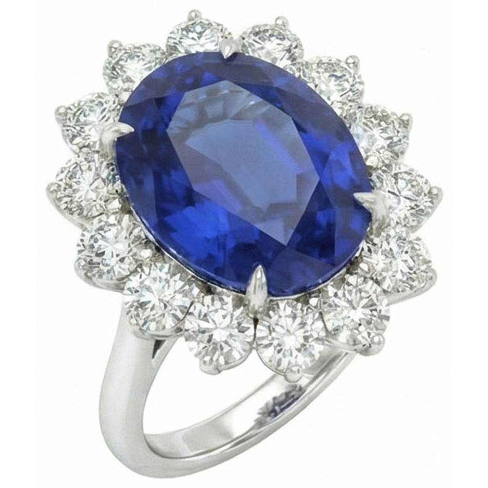 natural round sapphire 4.60ct ring front view