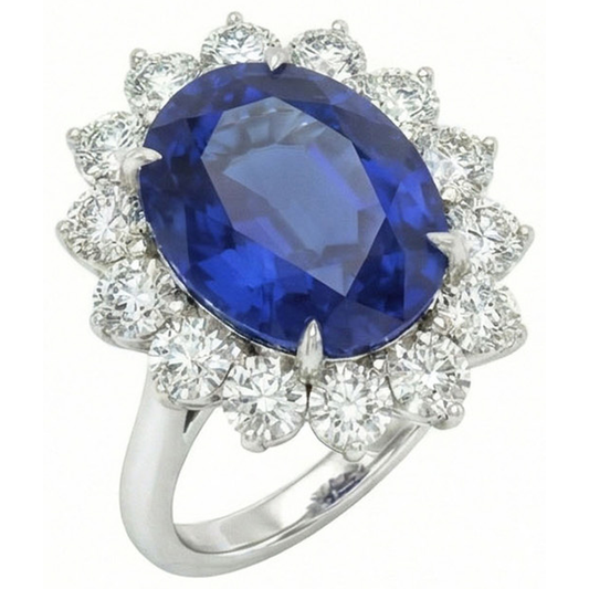 natural round sapphire 4.60ct ring front view