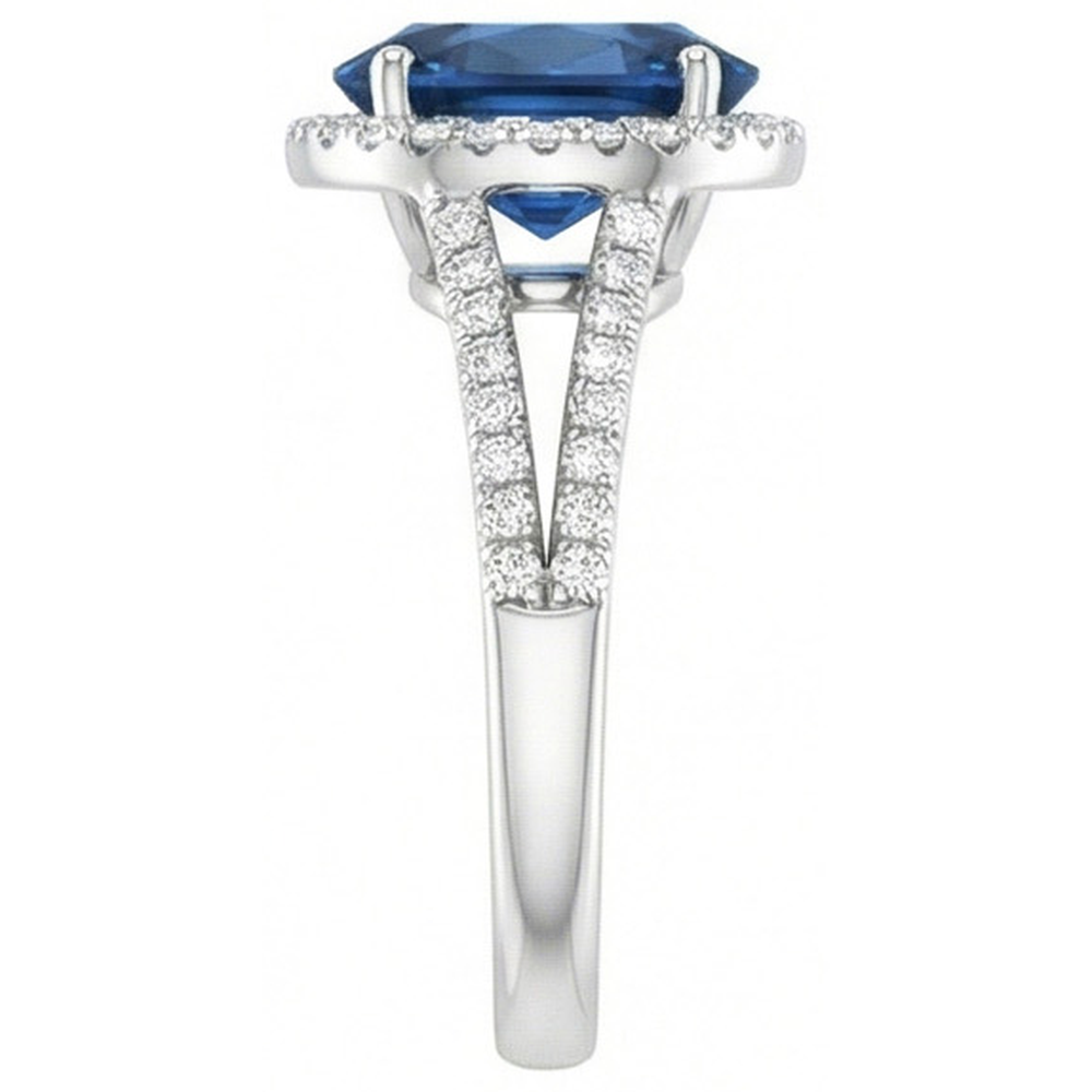 4.65 Carats Oval Ceylon Blue Sapphire Natural Earth Mined Diamond ( Not Lab Grown ) Wedding Ring
