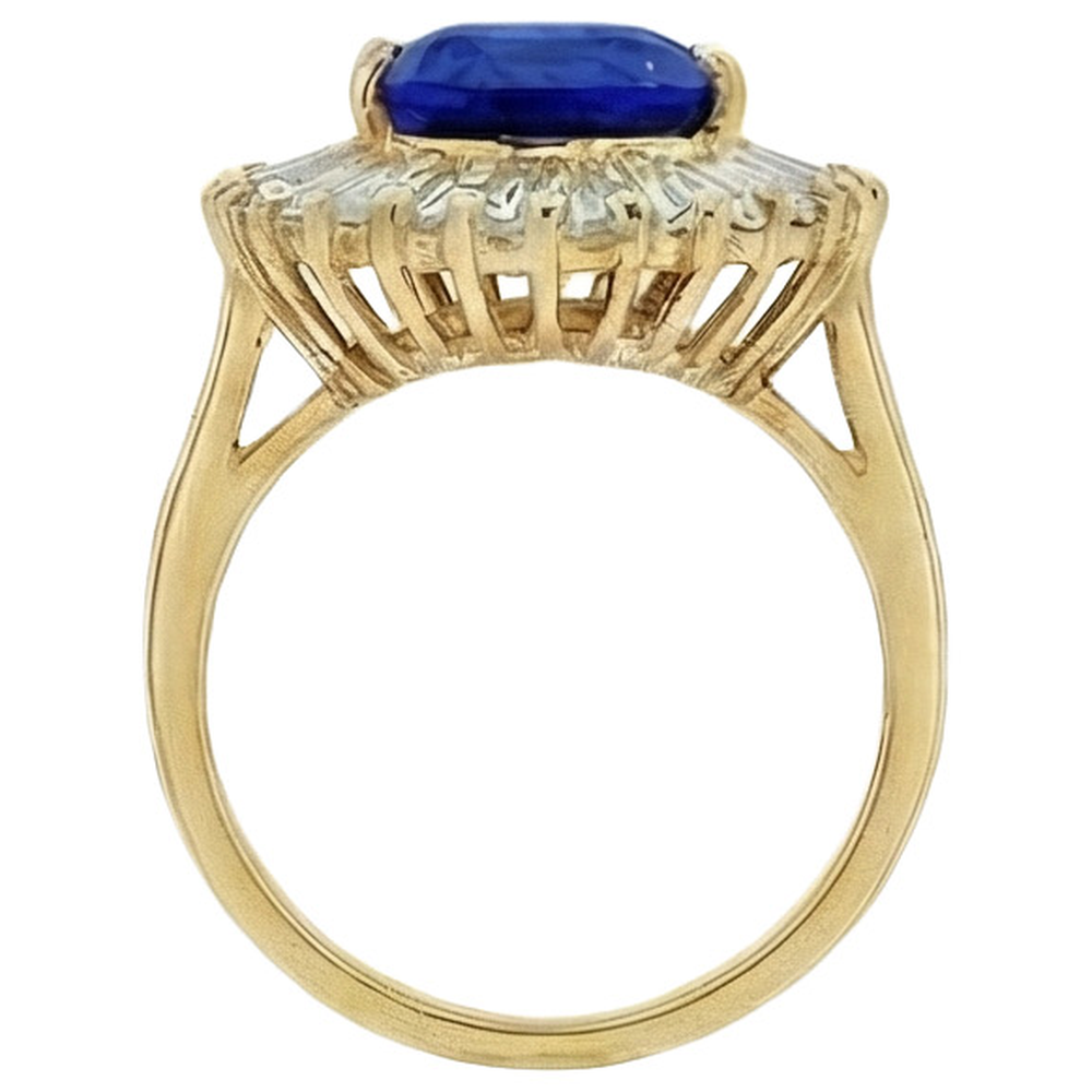 natural pear sapphire 4.70ct ring on white background