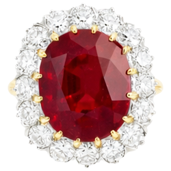 4.70 Ct Oval Ruby With Natural Earth Mined Diamond ( Not Lab Grown ) s Ring Two Tone Gold 14K