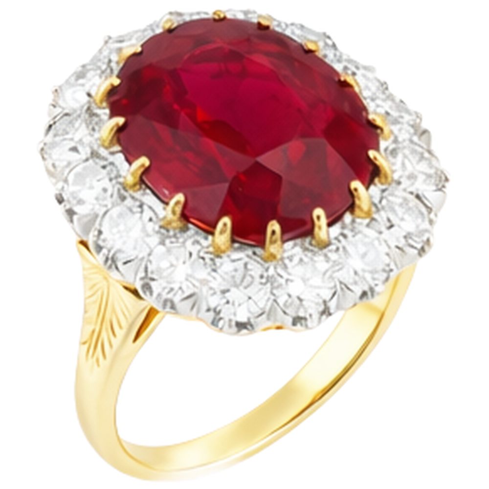 4.70 Ct Oval Ruby With Natural Earth Mined Diamond ( Not Lab Grown ) s Ring Two Tone Gold 14K