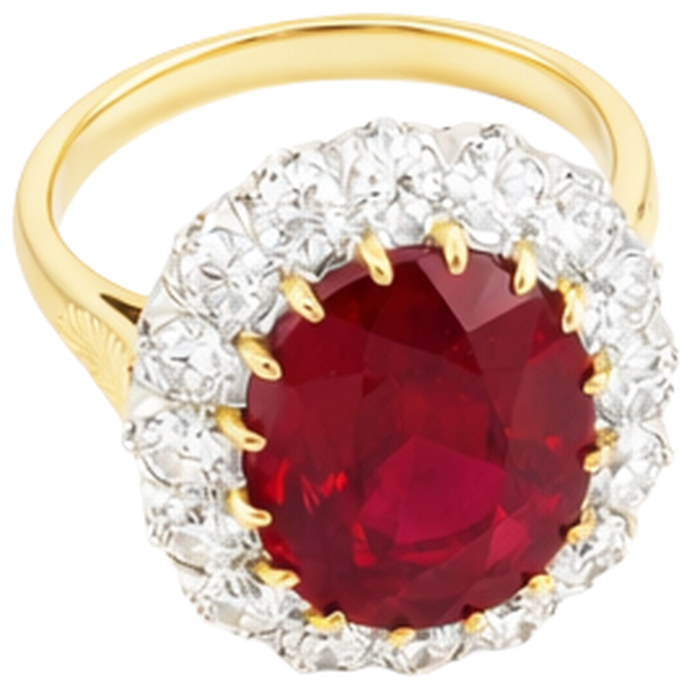 4.70 Ct Oval Ruby With Natural Earth Mined Diamond ( Not Lab Grown ) s Ring Two Tone Gold 14K