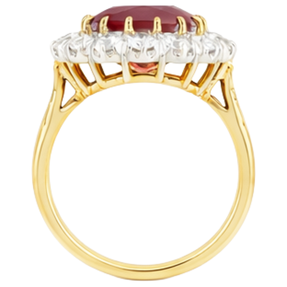 4.70 Ct Oval Ruby With Natural Earth Mined Diamond ( Not Lab Grown ) s Ring Two Tone Gold 14K