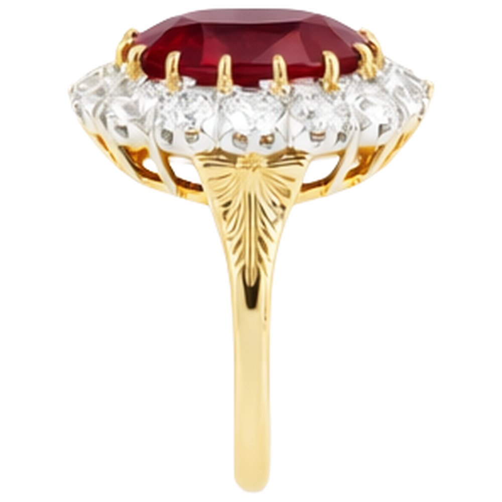 4.70 Ct Oval Ruby With Natural Earth Mined Diamond ( Not Lab Grown ) s Ring Two Tone Gold 14K