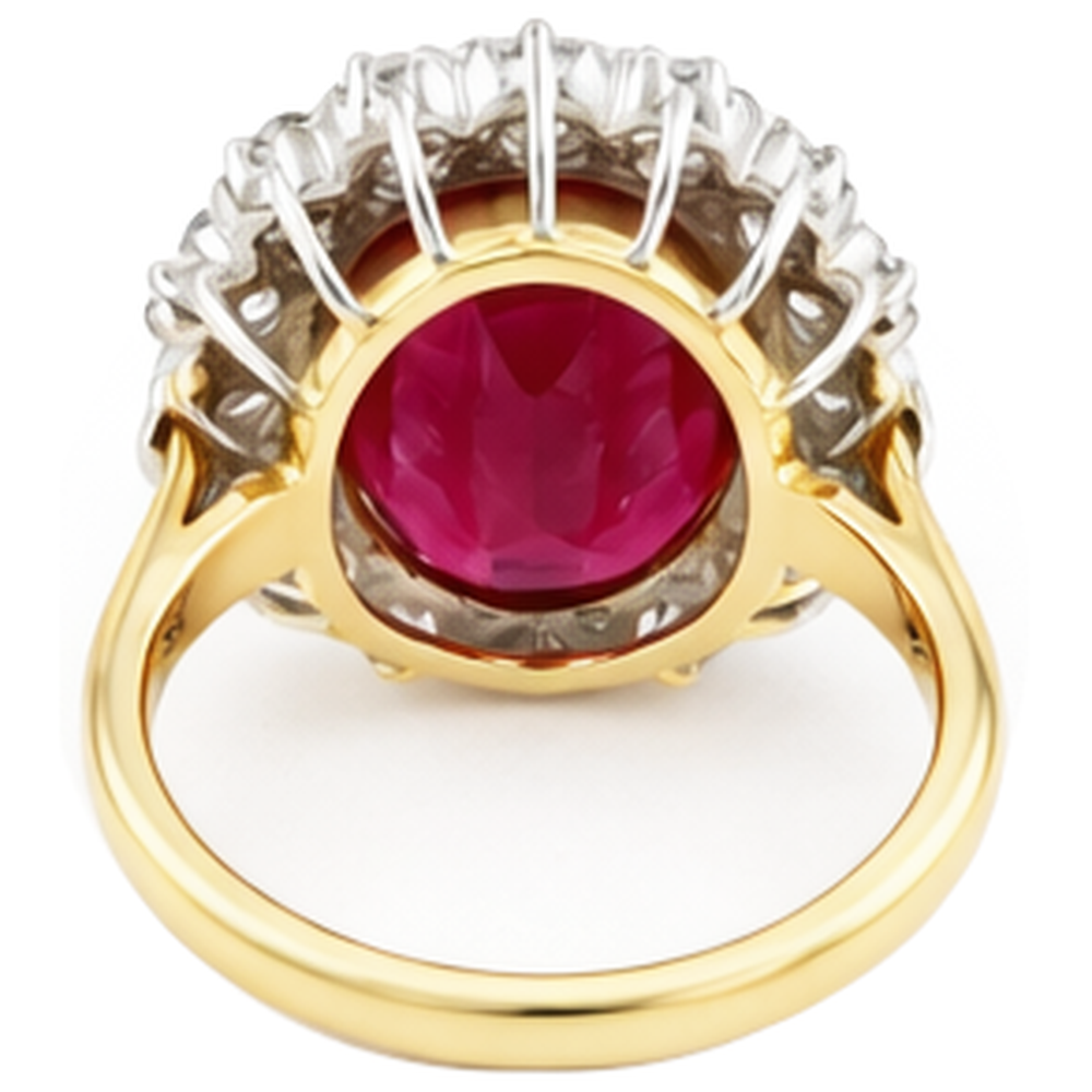 4.70 Ct Oval Ruby With Natural Earth Mined Diamond ( Not Lab Grown ) s Ring Two Tone Gold 14K