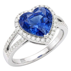4.75 Carats Ceylon Sapphire And Natural Earth Mined Diamond ( Not Lab Grown ) s Ring White Gold 14K