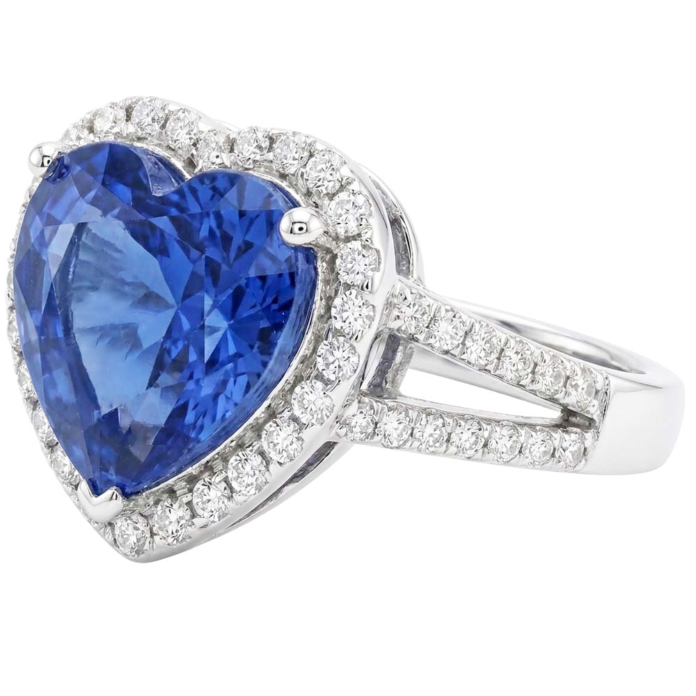 4.75 Carats Ceylon Sapphire And Natural Earth Mined Diamond ( Not Lab Grown ) s Ring White Gold 14K