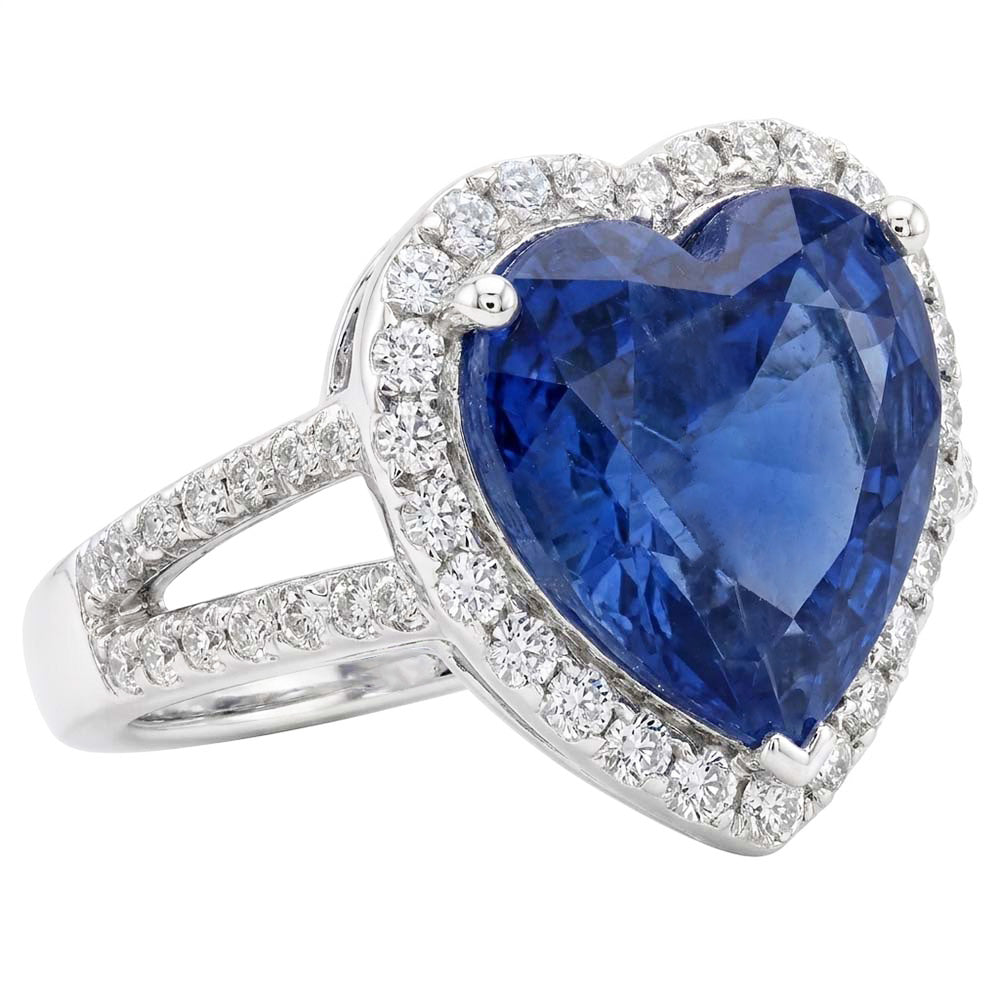 4.75 Carats Ceylon Sapphire And Natural Earth Mined Diamond ( Not Lab Grown ) s Ring White Gold 14K