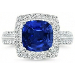 Natural Sapphire Ring 4.75ct - White Gold 14K