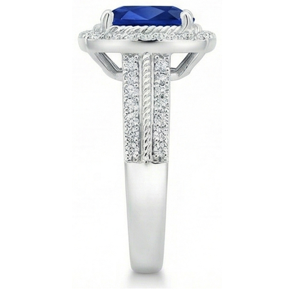 natural round sapphire 4.75ct ring top view