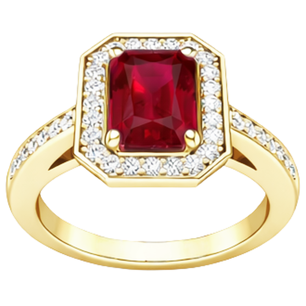 4.75 Ct Red Emerald Cut Ruby And Natural Earth Mined Diamond ( Not Lab Grown ) Wedding Ring Yellow Gold
