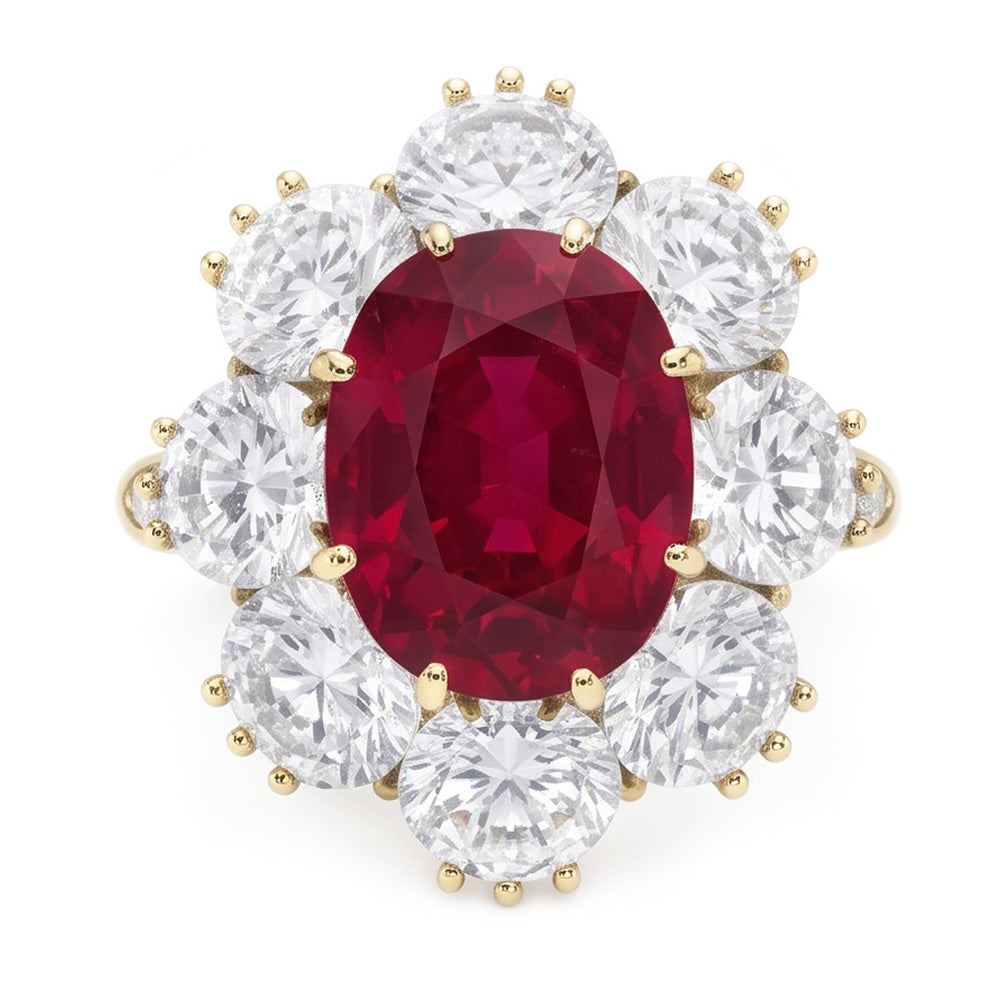 4.75 Ct Red Sapphire With Natural Earth Mined Diamond ( Not Lab Grown )s Wedding Ring White Gold 14K