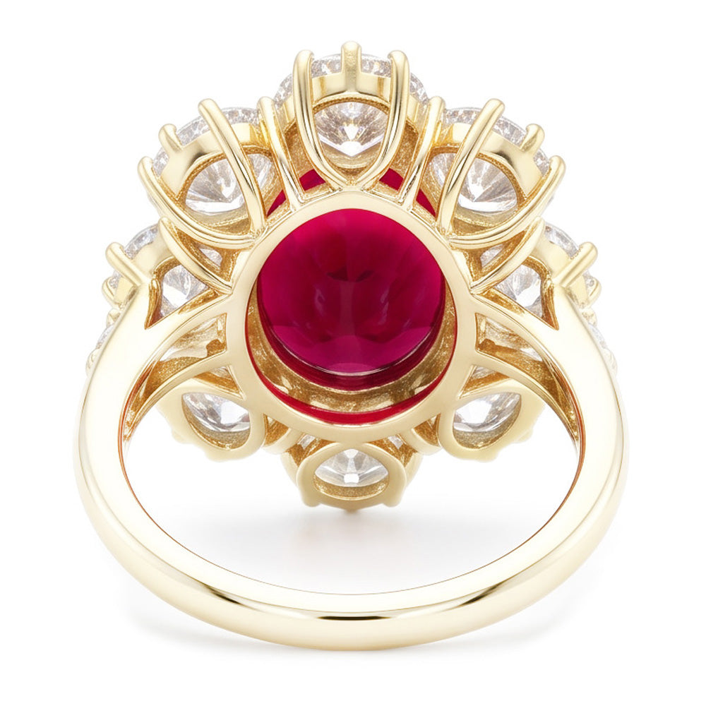 4.75 Ct Red Sapphire With Natural Earth Mined Diamond ( Not Lab Grown )s Wedding Ring White Gold 14K