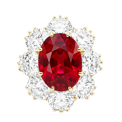 4.75 Ct Ruby With Natural Earth Mined Diamond ( Not Lab Grown )s Ring Yellow Gold 14K