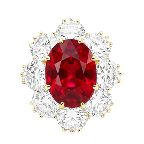4.75 Ct Ruby With Natural Earth Mined Diamond ( Not Lab Grown )s Ring Yellow Gold 14K