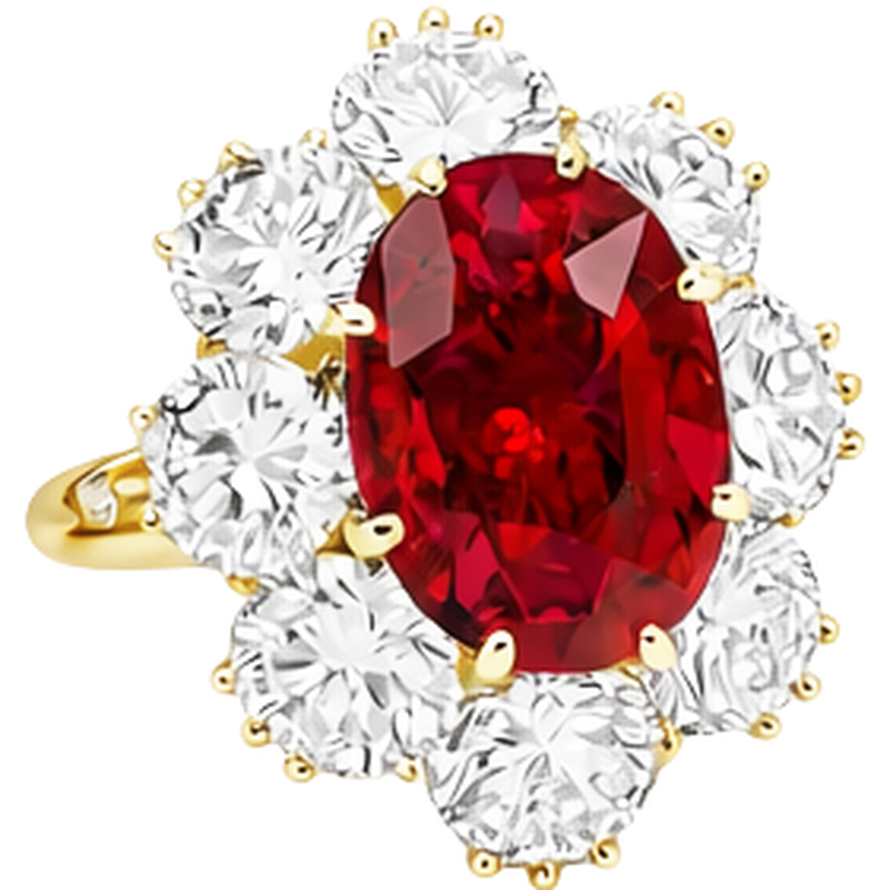 4.75 Ct Ruby With Natural Earth Mined Diamond ( Not Lab Grown )s Ring Yellow Gold 14K
