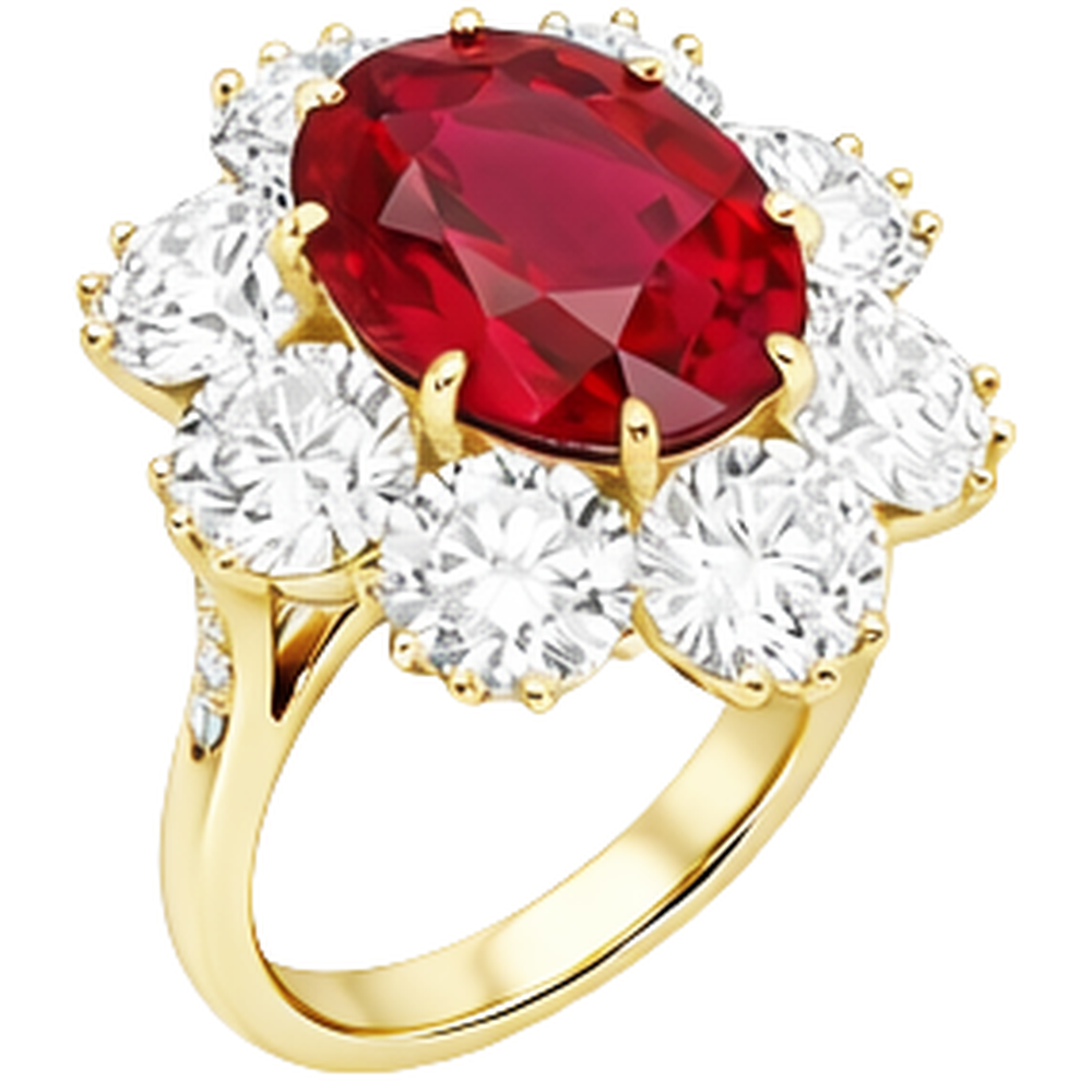 4.75 Ct Ruby With Natural Earth Mined Diamond ( Not Lab Grown )s Ring Yellow Gold 14K