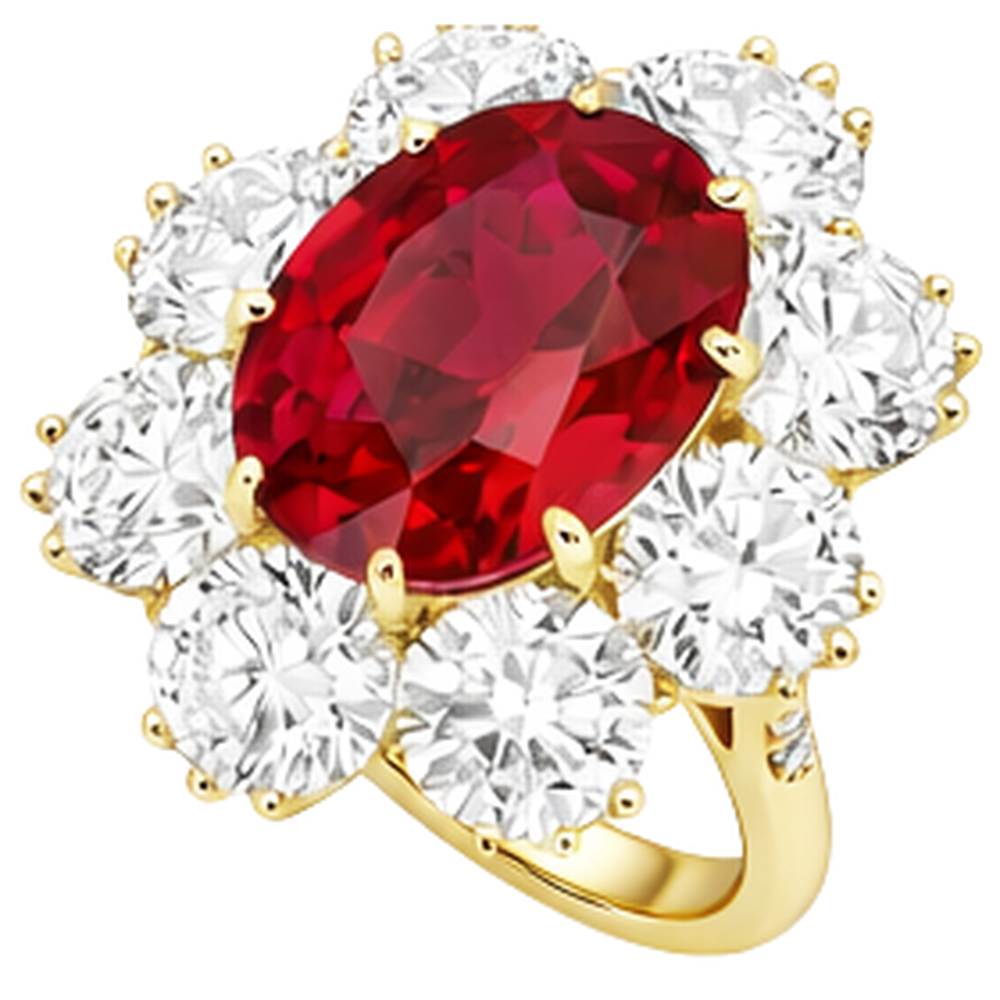 4.75 Ct Ruby With Natural Earth Mined Diamond ( Not Lab Grown )s Ring Yellow Gold 14K