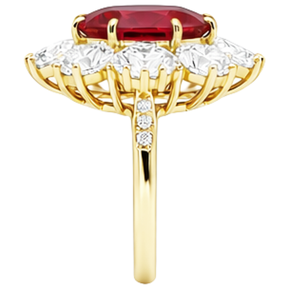 4.75 Ct Ruby With Natural Earth Mined Diamond ( Not Lab Grown )s Ring Yellow Gold 14K