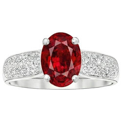 Natural Ruby Ring 4.80ct - White Gold 14K