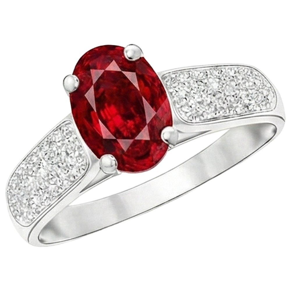 natural round ruby 4.80ct ring close up detail