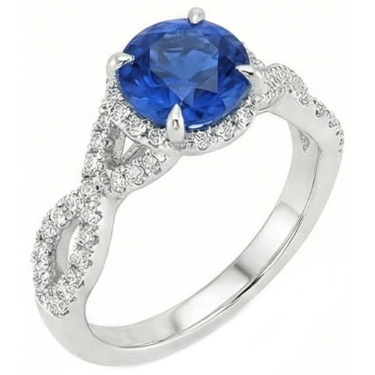 4.85 Ct Sri Lanka Blue Sapphire Halo Natural Earth Mined Diamond ( Not Lab Grown ) s Ring White Gold