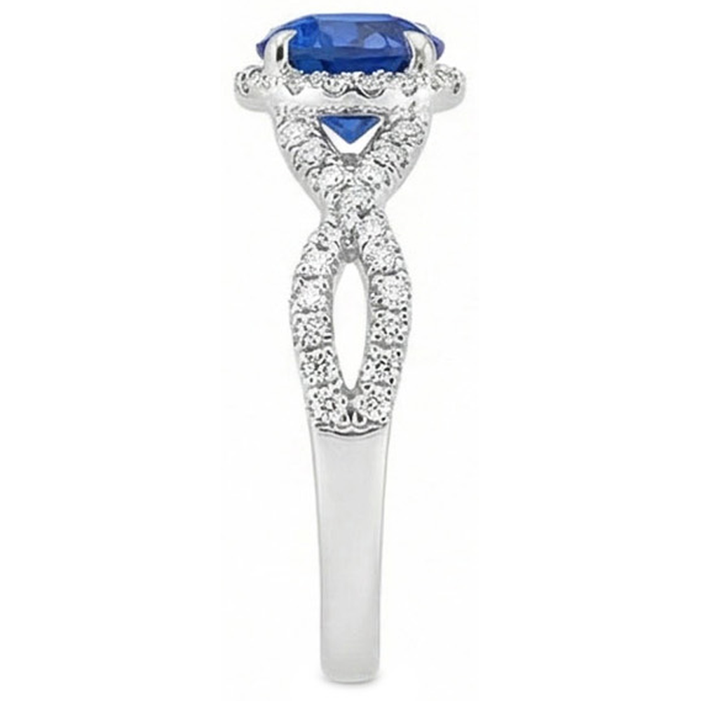 4.85 Ct Sri Lanka Blue Sapphire Halo Natural Earth Mined Diamond ( Not Lab Grown ) s Ring White Gold