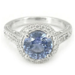 Natural Sapphire Ring 4.86ct - White Gold 14K