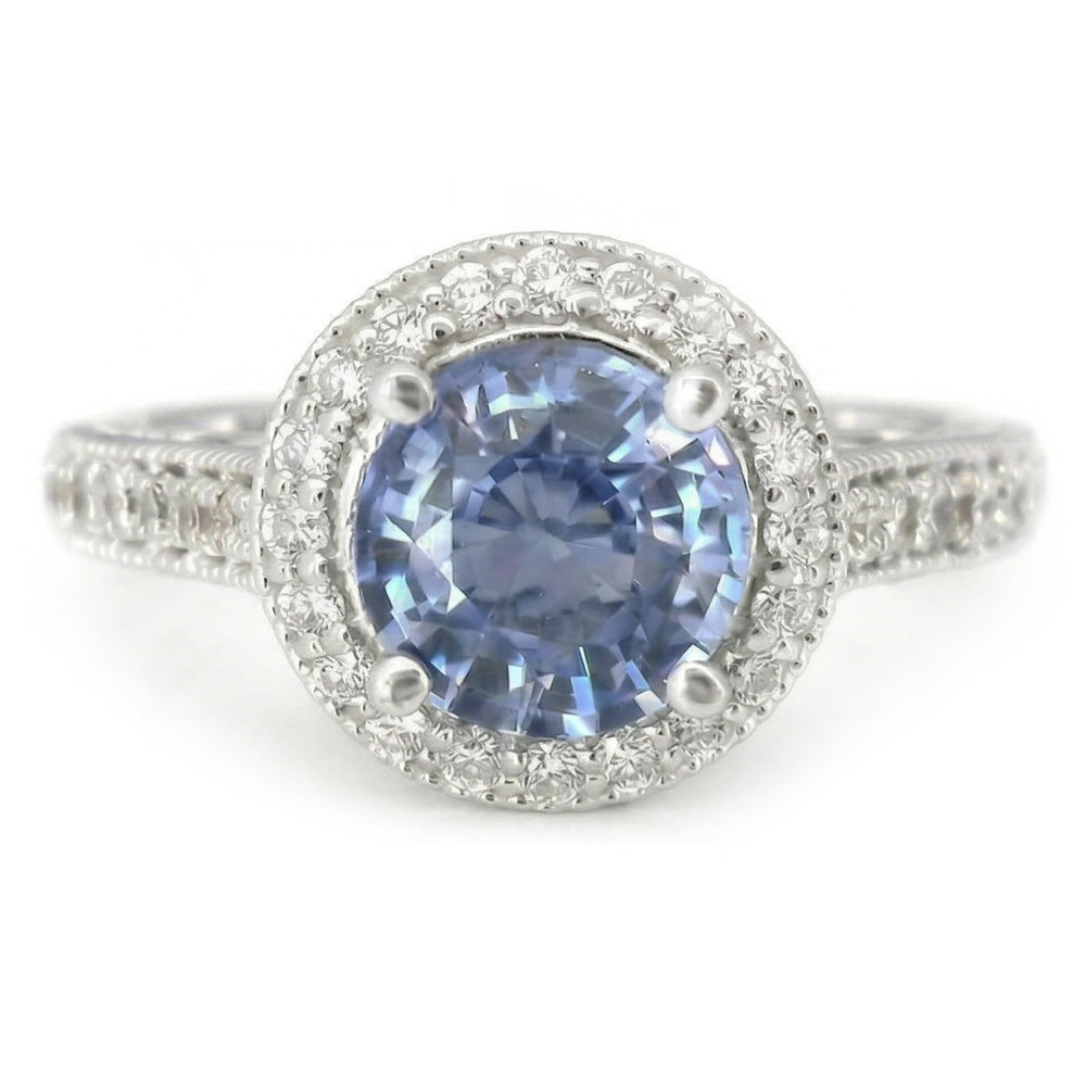 natural round sapphire 4.86ct ring side angle