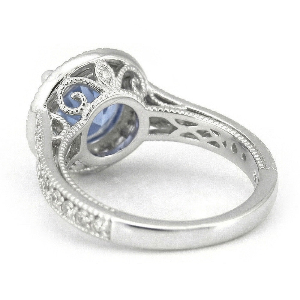 natural round sapphire 4.86ct ring profile view