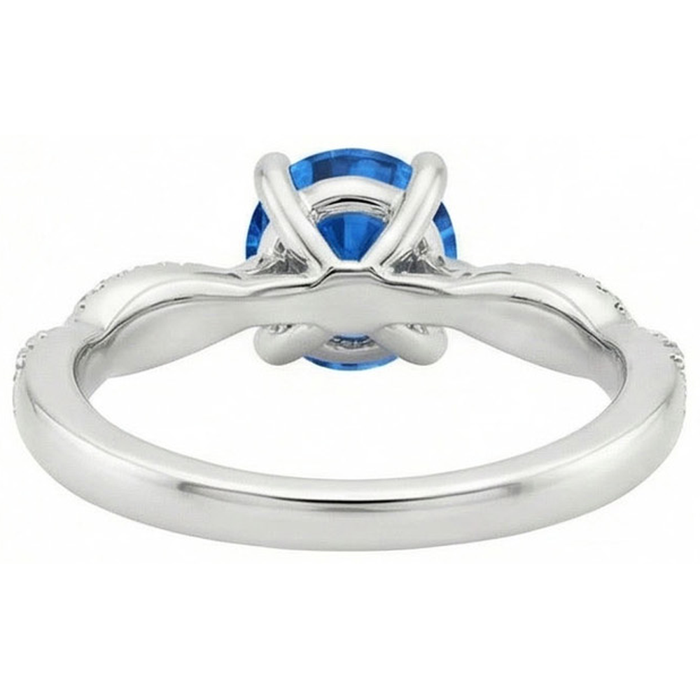 4.90 Ct Round Ceylon Sapphire Natural Earth Mined Diamond ( Not Lab Grown ) s Ring White Gold 14K