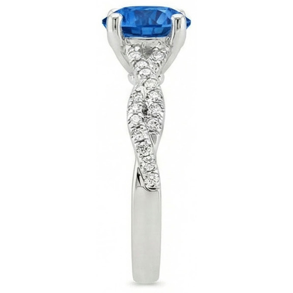 4.90 Ct Round Ceylon Sapphire Natural Earth Mined Diamond ( Not Lab Grown ) s Ring White Gold 14K