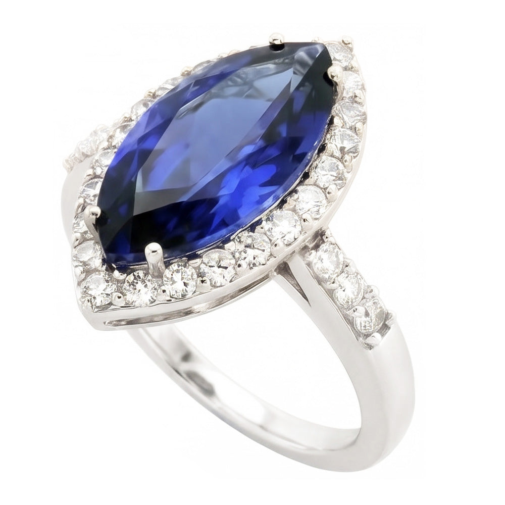 4 Carat Marquise Sapphire IGI CERTIFIED Ring