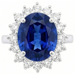4 Carat Sri Lanka Sapphire Round Natural Earth Mined Diamond ( Not Lab Grown ) s Engagement Ring Gold 14K