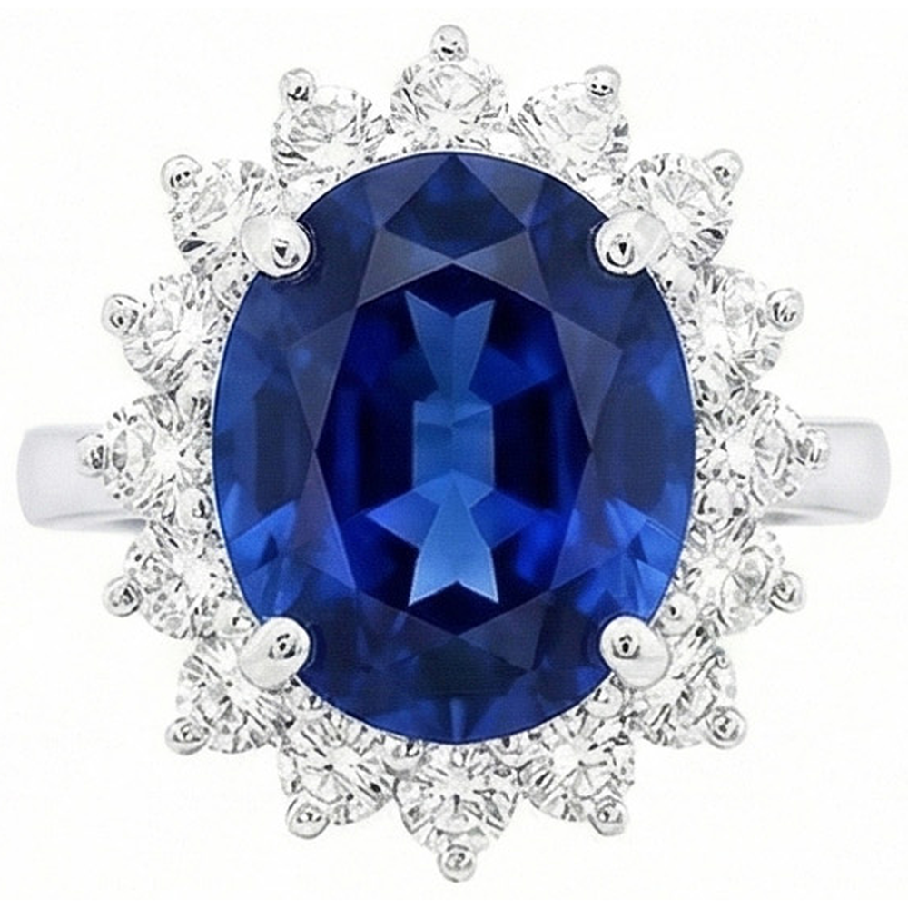4 Carat Sri Lanka Sapphire Round Natural Earth Mined Diamond ( Not Lab Grown ) s Engagement Ring Gold 14K
