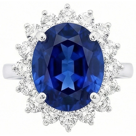 4 Carat Sri Lanka Sapphire Round Natural Earth Mined Diamond ( Not Lab Grown ) s Engagement Ring Gold 14K