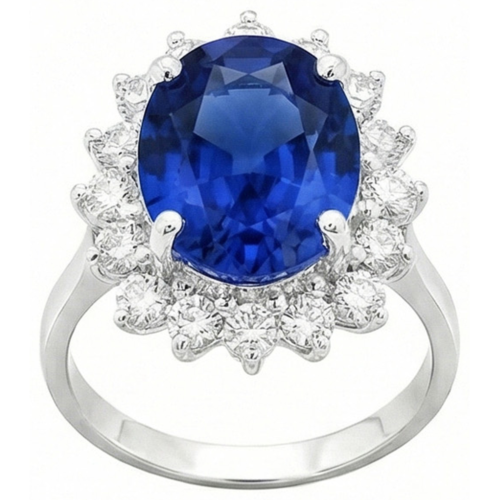 4 Carat Sri Lanka Sapphire Round Natural Earth Mined Diamond ( Not Lab Grown ) s Engagement Ring Gold 14K